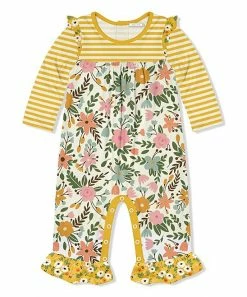 Best deal 😉 Little Millie Yellow Floral Stripe Ruffle-Trim Playsuit - Infant & Toddler For Baby & Maternity ❤️
