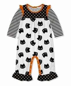 Best reviews of ⭐ Little Millie Black & White Stripe Cat Ruffle-Trim Playsuit - Infant For Baby & Maternity ✨