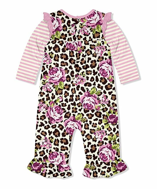 Outlet ✨ Little Millie Pink & Cream Leopard Rose Floral Ruffle Playsuit - Infant For Baby & Maternity ⭐ 2 Outlet ✨ Little Millie Pink & Cream Leopard Rose Floral Ruffle Playsuit - Infant For Baby & Maternity ⭐ - Image 2