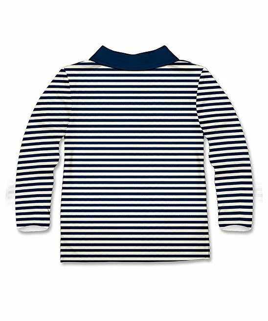 Budget π Millie & Maxx Navy & White Stripe Nativity Long-Sleeve Polo - Boys For Kids π 2 Budget π Millie & Maxx Navy & White Stripe Nativity Long-Sleeve Polo - Boys For Kids π - Image 2