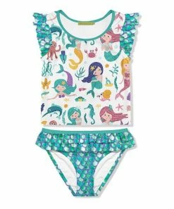Buy 😀 Millie Loves Lily Turquoise Millie Mermaid Angel-Sleeve Rashguard Set - 👧 Girls For Kids 😀