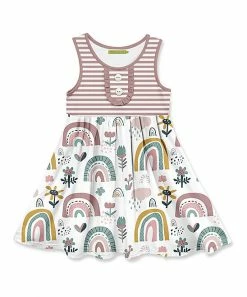 Best reviews of 👏 Millie Loves Lily Dusty Pink Stripe Spring Rainbow Button-Front A-Line 👗 Dress - Toddler For Kids 😍