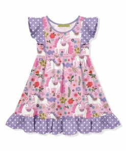 Cheapest 👍 Millie Loves Lily Pink & Purple Dot Darling Unicorns Angel-Sleeve 👗 Dress - Toddler & 👧 Girls For Kids ❤️