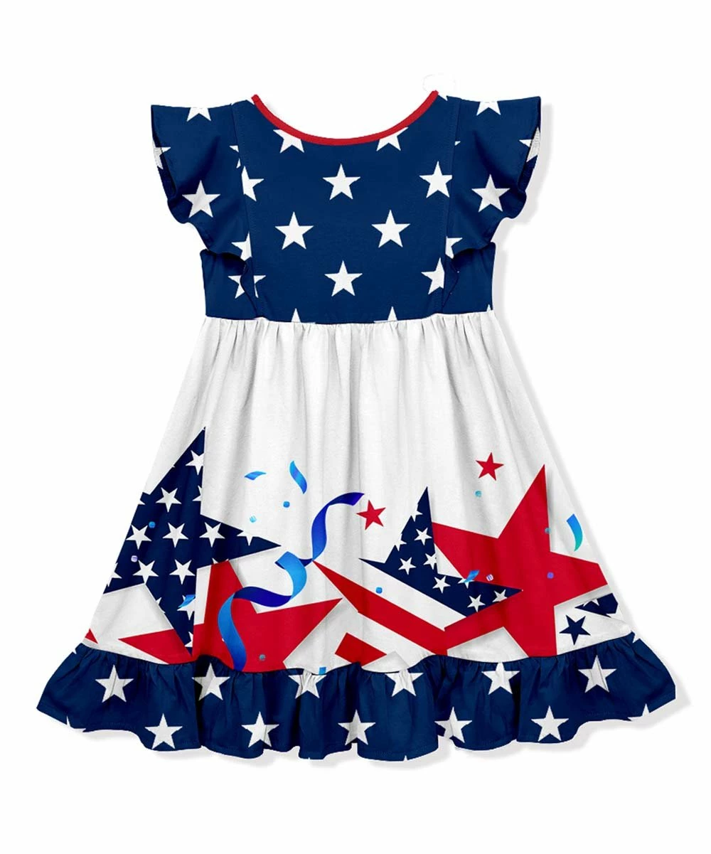 New β€οΈ Millie Loves Lily Navy & Red Stars Angel-Sleeve π Dress - π§ Girls For Kids π 2 New β€οΈ Millie Loves Lily Navy & Red Stars Angel-Sleeve π Dress - π§ Girls For Kids π - Image 2