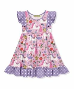 Cheap 🌟 Millie Loves Lily Pink & Purple Polka Dot Darling Unicorn Angel-Sleeve 👗 Dress - Toddler For Kids 🛒