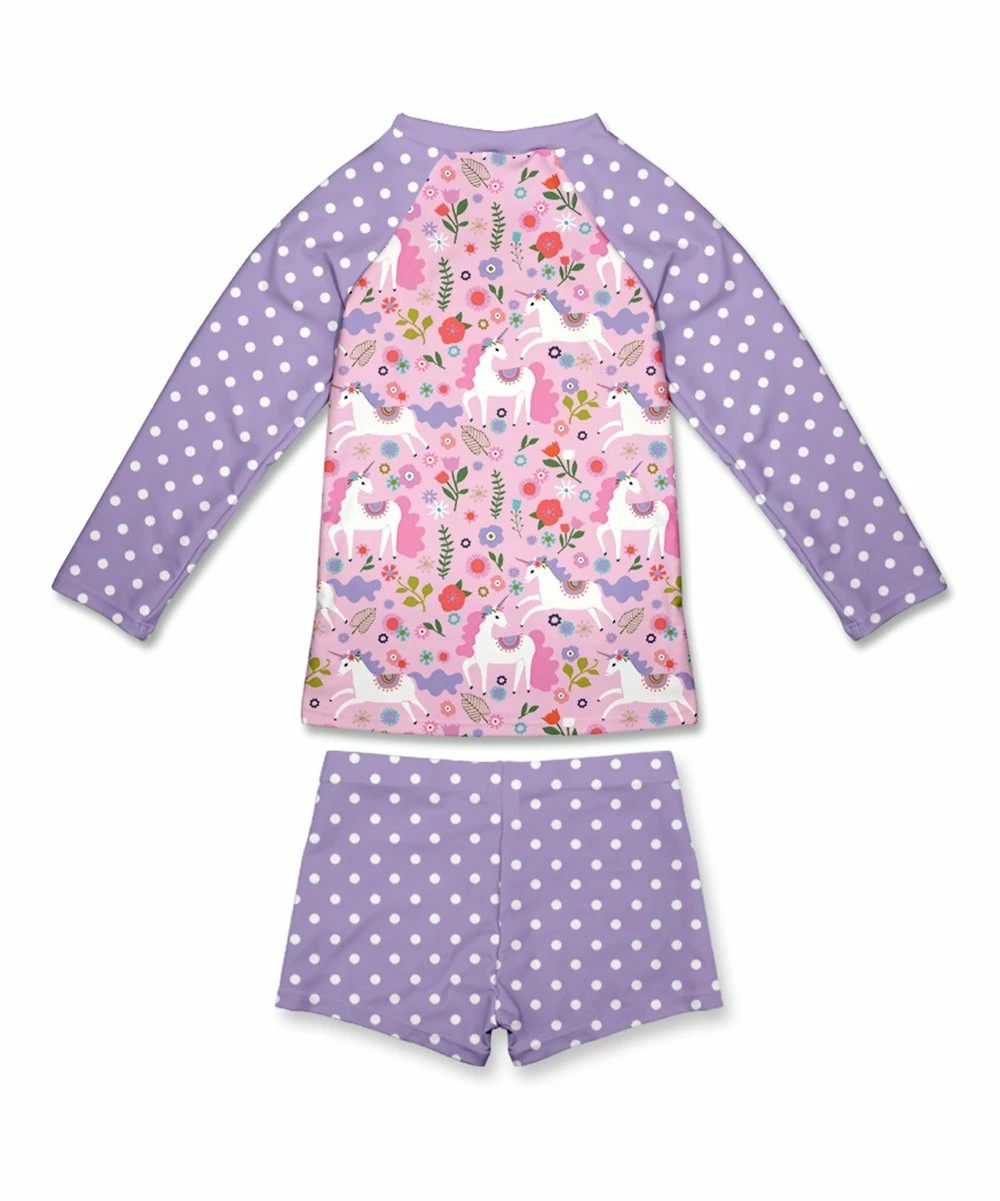 Best Pirce π Millie Loves Lily Purple & Pink Darling Unicorn Long-Sleeve Rashguard - Infant For Baby & Maternity π 2 Best Pirce π Millie Loves Lily Purple & Pink Darling Unicorn Long-Sleeve Rashguard - Infant For Baby & Maternity π - Image 2