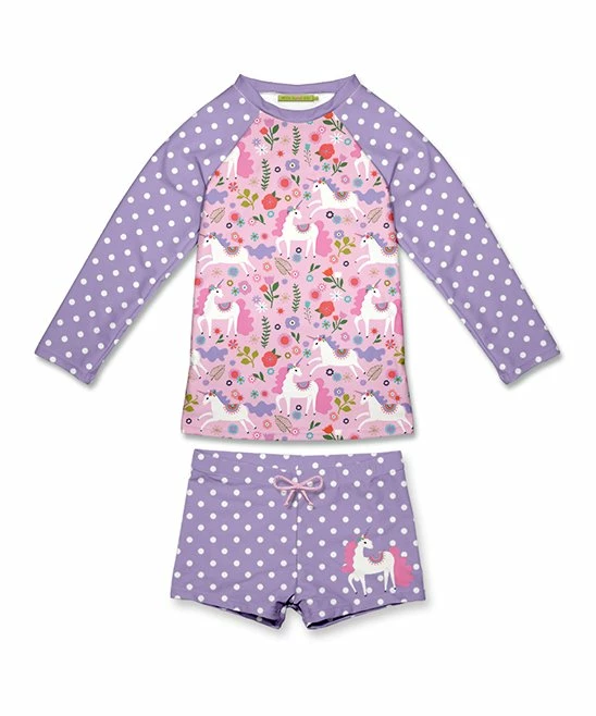 Best Pirce π Millie Loves Lily Purple & Pink Darling Unicorn Long-Sleeve Rashguard - Infant For Baby & Maternity π 1 Best Pirce π Millie Loves Lily Purple & Pink Darling Unicorn Long-Sleeve Rashguard - Infant For Baby & Maternity π