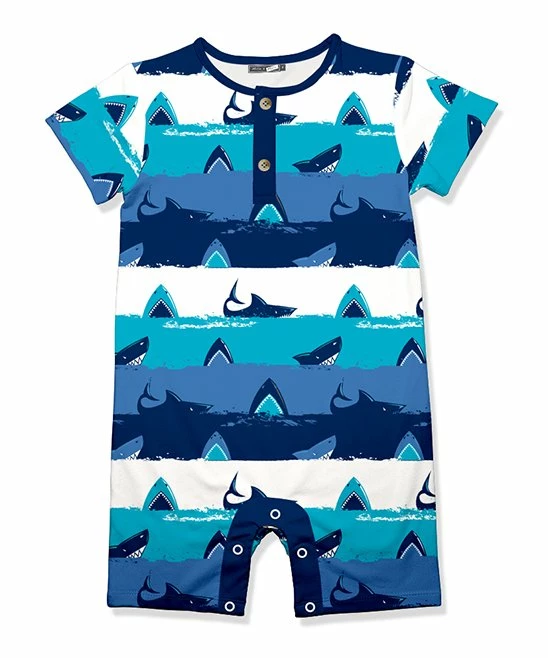Flash Sale π€© Little Millie Ocean Blue Stripe Shark Button-Front Romper - Infant For Kids π₯° 1 Flash Sale π€© Little Millie Ocean Blue Stripe Shark Button-Front Romper - Infant For Kids π₯°