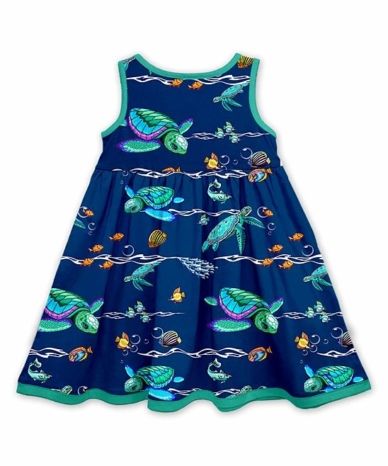 Budget π Millie Loves Lily Navy Turtle Pocket A-Line π Dress - π§ Girls For Kids π 2 Budget π Millie Loves Lily Navy Turtle Pocket A-Line π Dress - π§ Girls For Kids π - Image 2