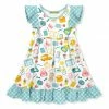 Best Pirce 🧨 Millie Loves Lily Turquoise & White School Bag Ruffle Angel-Sleeve 👗 Dress - 👧 Girls For Kids ✨