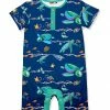 Hot Sale 🎁 Little Millie Navy & Turquoise Turtle Button-Front Romper - Infant For Kids 🌟