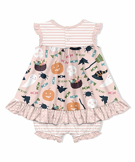 Budget π Little Millie Light Pink Jack-O'-Lantern & Stripe π Skirted Bubble Romper - Infant For Kids βοΈ 2 Budget π Little Millie Light Pink Jack-O'-Lantern & Stripe π Skirted Bubble Romper - Infant For Kids βοΈ - Image 2