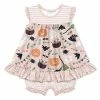 Budget 👏 Little Millie Light Pink Jack-O'-Lantern & Stripe 👗 Skirted Bubble Romper - Infant For Kids ✔️
