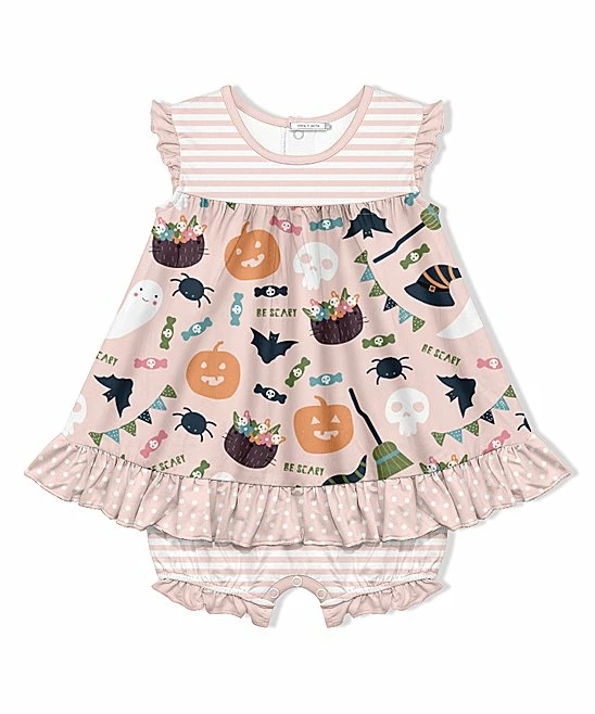 Budget π Little Millie Light Pink Jack-O'-Lantern & Stripe π Skirted Bubble Romper - Infant For Kids βοΈ 1 Budget π Little Millie Light Pink Jack-O'-Lantern & Stripe π Skirted Bubble Romper - Infant For Kids βοΈ