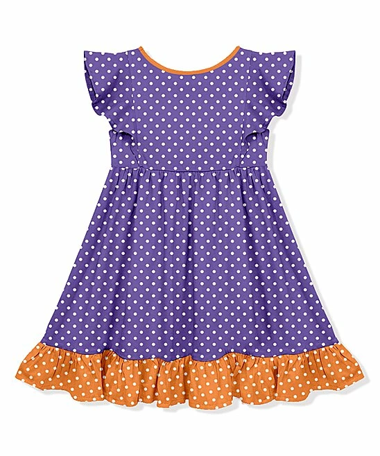 Discount β Millie Loves Lily Purple & Orange Polka Dot & Witch Hats Angel-Sleeve π Dress - Infant For Kids π 2 Discount β Millie Loves Lily Purple & Orange Polka Dot & Witch Hats Angel-Sleeve π Dress - Infant For Kids π - Image 2