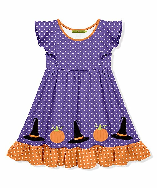 Discount β Millie Loves Lily Purple & Orange Polka Dot & Witch Hats Angel-Sleeve π Dress - Infant For Kids π 1 Discount β Millie Loves Lily Purple & Orange Polka Dot & Witch Hats Angel-Sleeve π Dress - Infant For Kids π
