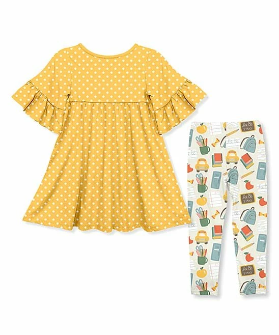 Top 10 π Millie Loves Lily Yellow Polka Dot A-Line π Dress & Khaki School Bags Leggings - π§ Girls For Kids π 2 Top 10 π Millie Loves Lily Yellow Polka Dot A-Line π Dress & Khaki School Bags Leggings - π§ Girls For Kids π - Image 2