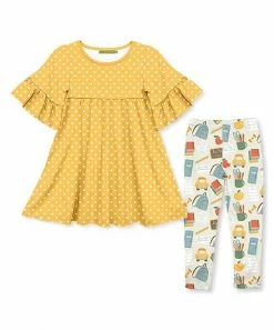 Top 10 🎉 Millie Loves Lily Yellow Polka Dot A-Line 👗 Dress & Khaki School Bags Leggings - 👧 Girls For Kids 🎉
