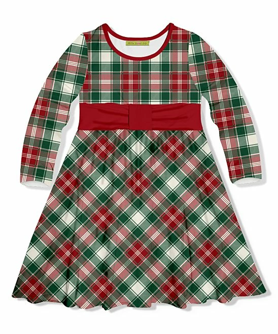 Best Pirce β€οΈ Millie Loves Lily Red & Green π Christmas Plaid Bow-Accent A-Line π Dress - π§ Girls For Kids π 1 Best Pirce β€οΈ Millie Loves Lily Red & Green π Christmas Plaid Bow-Accent A-Line π Dress - π§ Girls For Kids π