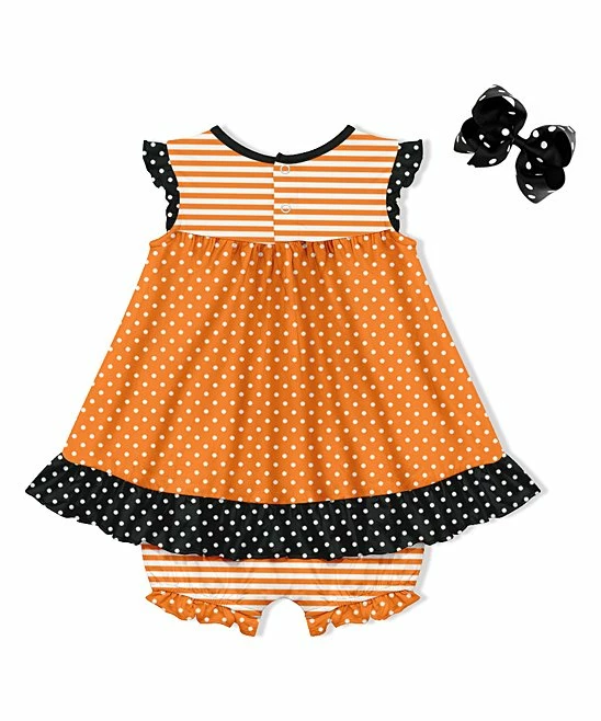 Discount π Little Millie Black & Orange π¦ Halloween Cat π Skirted Bubble Bodysuit & Bow Hair Clip - Infant For Kids π 2 Discount π Little Millie Black & Orange π¦ Halloween Cat π Skirted Bubble Bodysuit & Bow Hair Clip - Infant For Kids π - Image 2