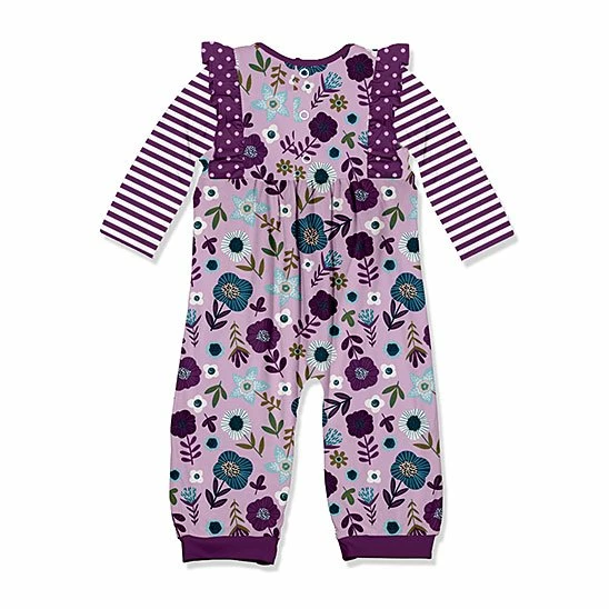 Wholesale π― Little Millie Plum Stripe Floral Ruffle-Trim Playsuit - Infant & Toddler For Kids π 2 Wholesale π― Little Millie Plum Stripe Floral Ruffle-Trim Playsuit - Infant & Toddler For Kids π - Image 2