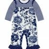 Wholesale 🧨 Little Millie Navy & White Floral Toile & Stripe Ruffle-Trim Playsuit - Infant & Toddler For Kids 🔥