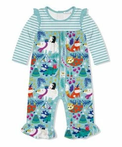 Deals 😉 Little Millie Mint Woodland Winter Ruffle-Trim Playsuit - Infant For Kids ⭐