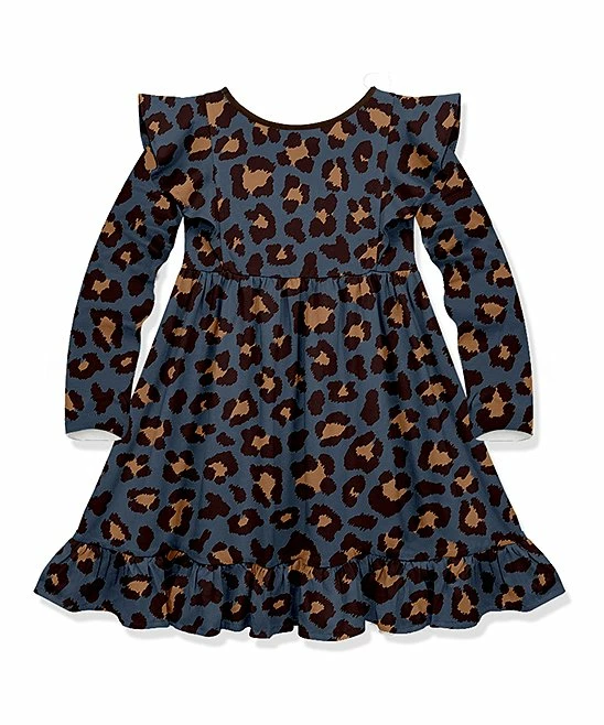 Best Pirce π Millie Loves Lily Gray Blue Leopard Long-Sleeve Angel-Sleeve π Dress - Toddler & π§ Girls For Kids π₯° 2 Best Pirce π Millie Loves Lily Gray Blue Leopard Long-Sleeve Angel-Sleeve π Dress - Toddler & π§ Girls For Kids π₯° - Image 2