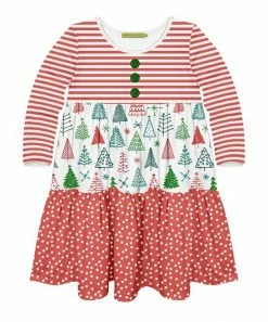 Best Pirce 🧨 Millie Loves Lily Red & White Forest Button-Front Tiered Shift 👗 Dress - Toddler For Kids 🌟