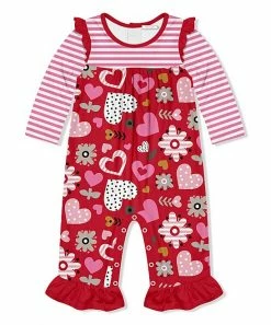 Best Pirce 🥰 Little Millie Red Harper's Heart Ruffle Playsuit - Infant For Kids 🎉