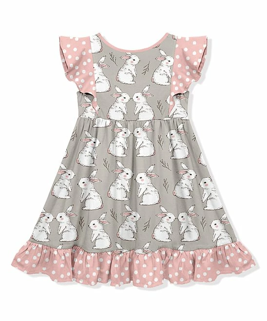 Outlet π Millie Loves Lily Gray & Pink Bunny Polka Dot Angel-Sleeve A-Line π Dress - Toddler & π§ Girls For Kids π 2 Outlet π Millie Loves Lily Gray & Pink Bunny Polka Dot Angel-Sleeve A-Line π Dress - Toddler & π§ Girls For Kids π - Image 2