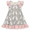 Outlet 🎉 Millie Loves Lily Gray & Pink Bunny Polka Dot Angel-Sleeve A-Line 👗 Dress - Toddler & 👧 Girls For Kids 😍