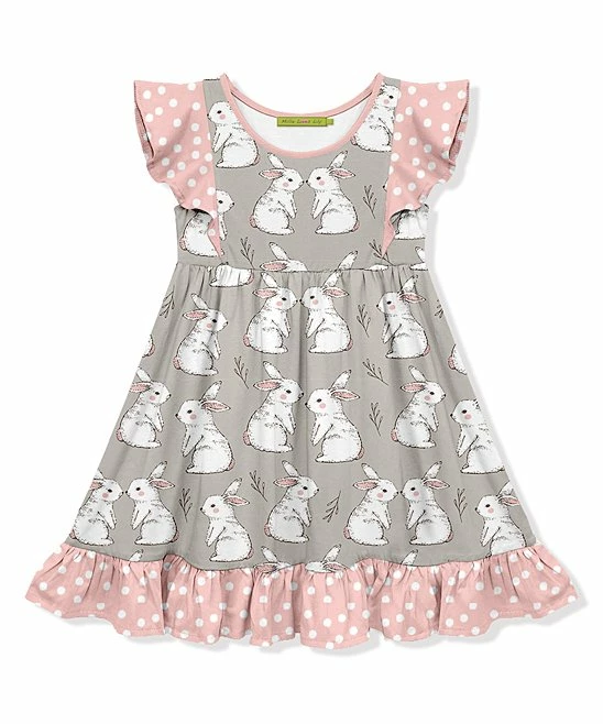 Outlet π Millie Loves Lily Gray & Pink Bunny Polka Dot Angel-Sleeve A-Line π Dress - Toddler & π§ Girls For Kids π 1 Outlet π Millie Loves Lily Gray & Pink Bunny Polka Dot Angel-Sleeve A-Line π Dress - Toddler & π§ Girls For Kids π