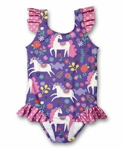 Coupon ⌛ Millie Loves Lily Purple & Pink Darling Unicorns Ruffle-Accent One-Piece - 👧 Girls For Kids ✨