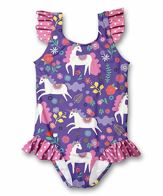Coupon β Millie Loves Lily Purple & Pink Darling Unicorns Ruffle-Accent One-Piece - π§ Girls For Kids β¨ 1 Coupon β Millie Loves Lily Purple & Pink Darling Unicorns Ruffle-Accent One-Piece - π§ Girls For Kids β¨