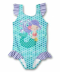 Flash Sale 🔥 Millie Loves Lily Turquoise Scale Mermaid Wonder Ruffle-Accent One-Piece - Toddler & 👧 Girls For Kids 🧨