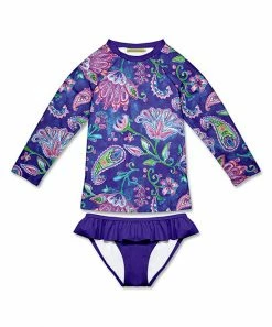 New 👏 Millie Loves Lily Purple Boho Watercolor 👗 Skirted Rashguard Set - Infant, Toddler & 👧 Girls For Kids 🎉