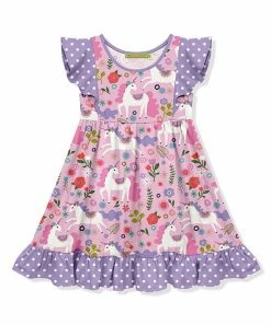 Best deal 👏 Millie Loves Lily Pink & Purple Polka Dot Darling Unicorn Angel-Sleeve 👗 Dress- Toddler & 👧 Girls - Toddler & 👧 Girls For Kids ❤️