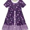 Best deal 🌟 Millie Loves Lily Dark Purple & Lavender Floral Button-Front 👗 Dress - Toddler & 👧 Girls For Kids 💯