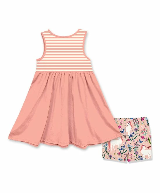 Flash Sale β Millie Loves Lily Peach Unicorn Garden Button-Front A-Line π Dress & Shorts - π§ Girls For Kids π 2 Flash Sale β Millie Loves Lily Peach Unicorn Garden Button-Front A-Line π Dress & Shorts - π§ Girls For Kids π - Image 2