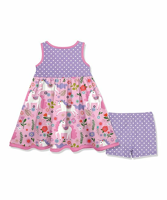 Budget π₯ Millie Loves Lily Pink Unicorn Sleeveless A-Line π Dress & Purple Polka Dot Shorts - π§ Girls For Kids βοΈ 2 Budget π₯ Millie Loves Lily Pink Unicorn Sleeveless A-Line π Dress & Purple Polka Dot Shorts - π§ Girls For Kids βοΈ - Image 2