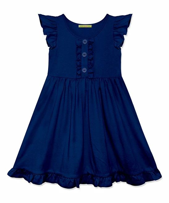 Best Pirce π₯° Simply Millie By Millie Loves Lily Navy Button-Front Angel-Sleeve π Dress - Toddler & π§ Girls For Kids β€οΈ 1 Best Pirce π₯° Simply Millie By Millie Loves Lily Navy Button-Front Angel-Sleeve π Dress - Toddler & π§ Girls For Kids β€οΈ
