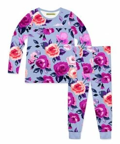 New 🎁 Millie Loves Lily Periwinkle Rose Long-Sleeve Pajama Set - Toddler & 👧 Girls For Kids ⌛