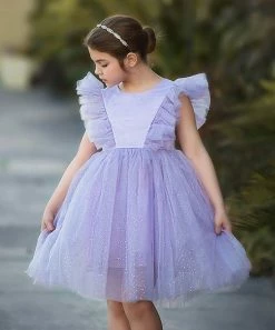 Promo 😀 Trish Scully Child Lavender Angel-Sleeve Milly A-Line 👗 Dress - Infant, Toddler & 👧 Girls For Kids 👏