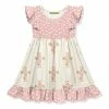 Brand new 🔔 Millie Loves Lily Pink & Cream Polka Dot Floral-Cross Angel-Sleeve 👗 Dress - 👧 Girls For Kids 👍