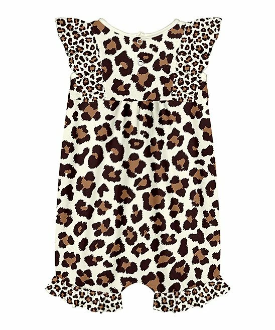 New βοΈ Little Millie Cream & Brown Leopard Angel-Sleeve Romper - Infant For Baby & Maternity π€© 2 New βοΈ Little Millie Cream & Brown Leopard Angel-Sleeve Romper - Infant For Baby & Maternity π€© - Image 2