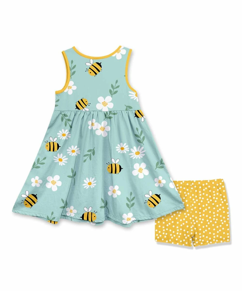 Budget π Millie Loves Lily Mint Buzzy Bee Button A-Line π Dress & Yellow Polka Dot Shorts - π§ Girls For Kids β€οΈ 2 Budget π Millie Loves Lily Mint Buzzy Bee Button A-Line π Dress & Yellow Polka Dot Shorts - π§ Girls For Kids β€οΈ - Image 2