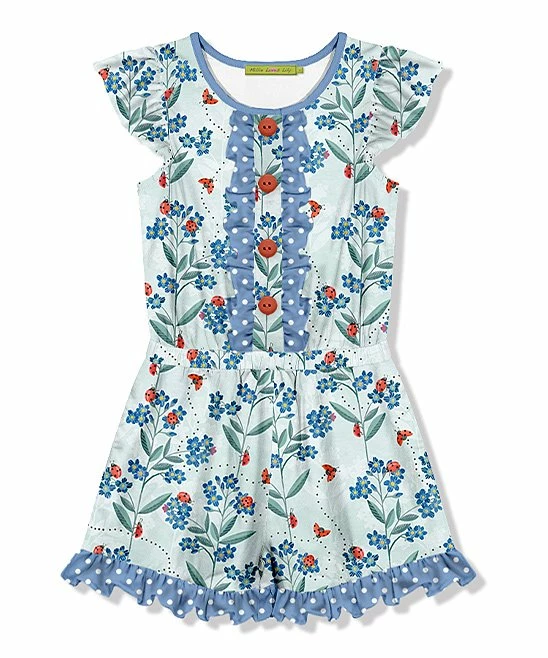 Best Pirce π Millie Loves Lily Light Blue Polka Dot Ladybug Ruffle-Trim Button-Front Romper - π§ Girls For Kids π 1 Best Pirce π Millie Loves Lily Light Blue Polka Dot Ladybug Ruffle-Trim Button-Front Romper - π§ Girls For Kids π