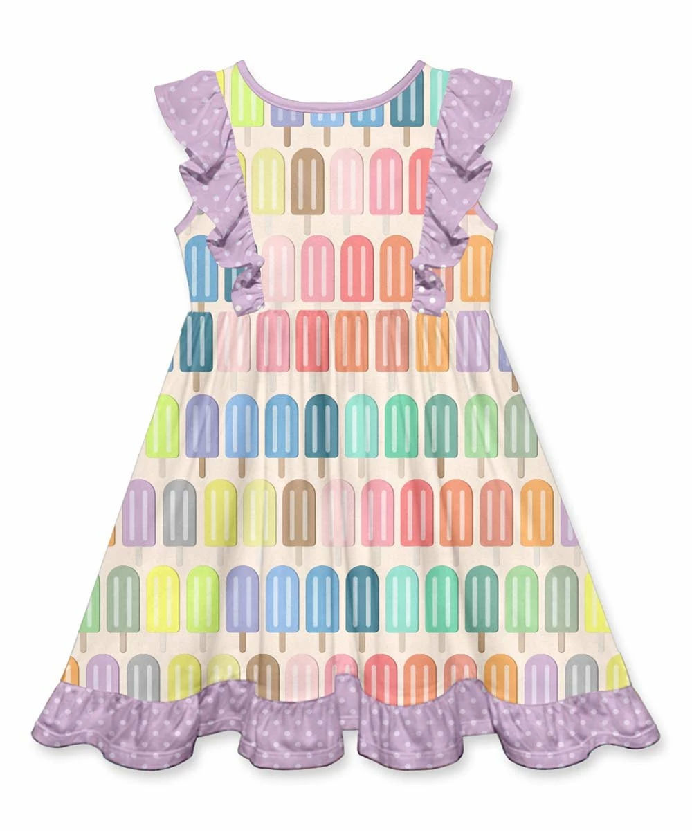 Outlet β€οΈ Millie Loves Lily Cream & Lavender Ice Pops Ruffle A-Line π Dress - π§ Girls For Kids π 3 Outlet β€οΈ Millie Loves Lily Cream & Lavender Ice Pops Ruffle A-Line π Dress - π§ Girls For Kids π - Image 3