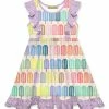 Outlet ❤️ Millie Loves Lily Cream & Lavender Ice Pops Ruffle A-Line 👗 Dress - 👧 Girls For Kids 🌟